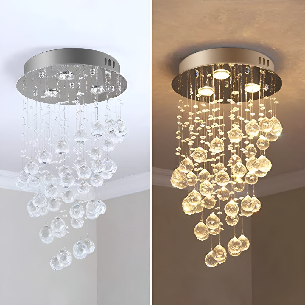 Kronleuchter Spirale Kristall Silber Esszimmer