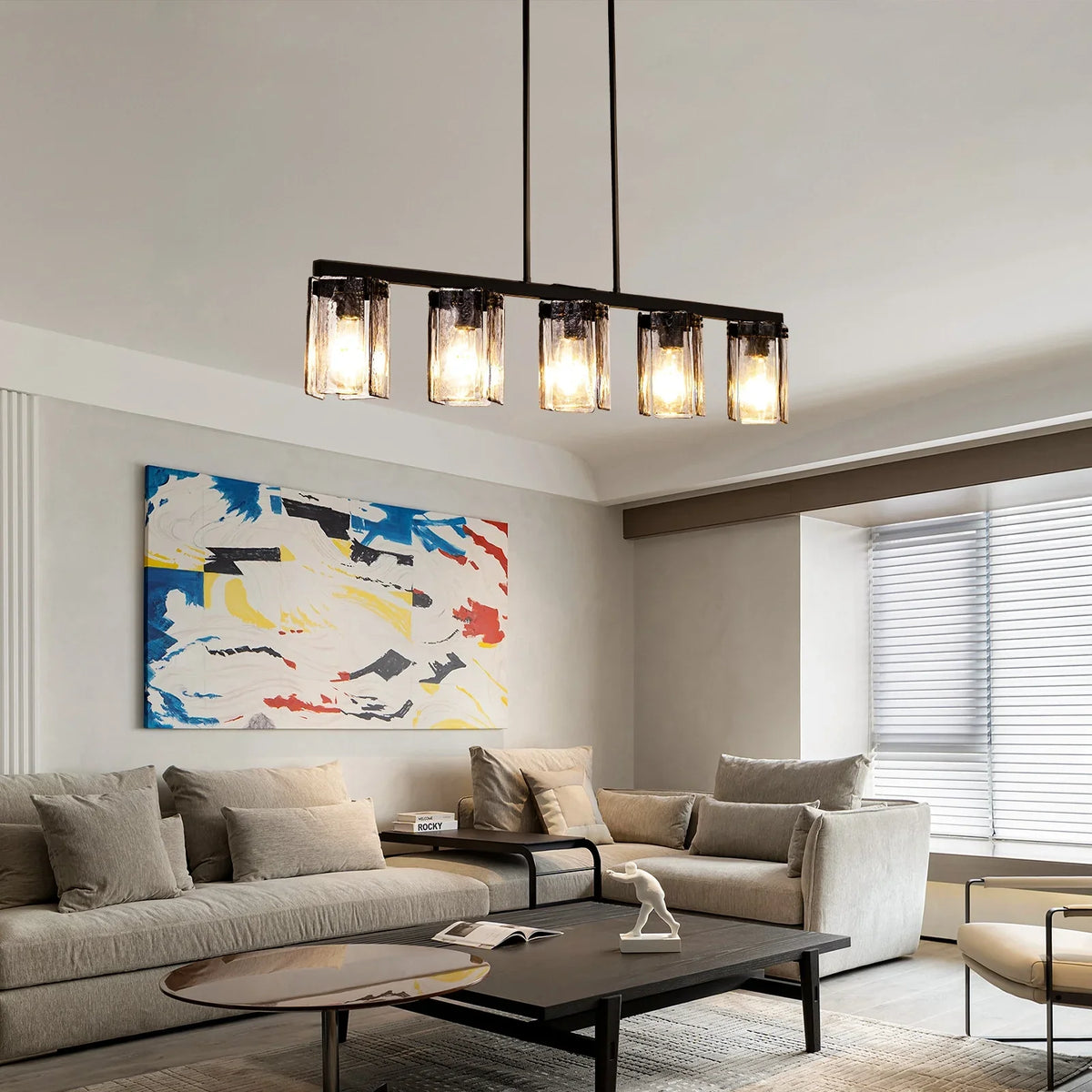 Kronleuchter Linear Rauchglas für Esszimmer