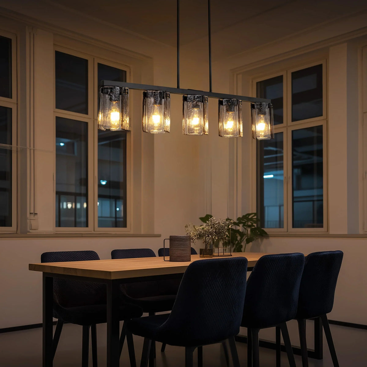 Kronleuchter Linear Rauchglas für Esszimmer