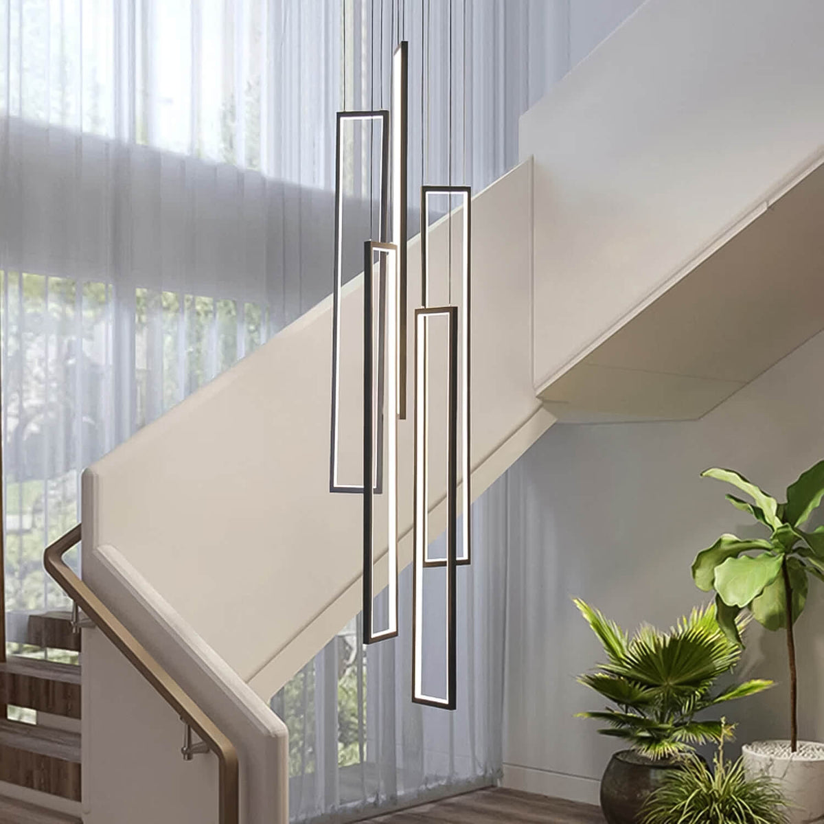 Kronleuchter 5 Flammig LED Smart Schwarz oder Gold für Esszimmer