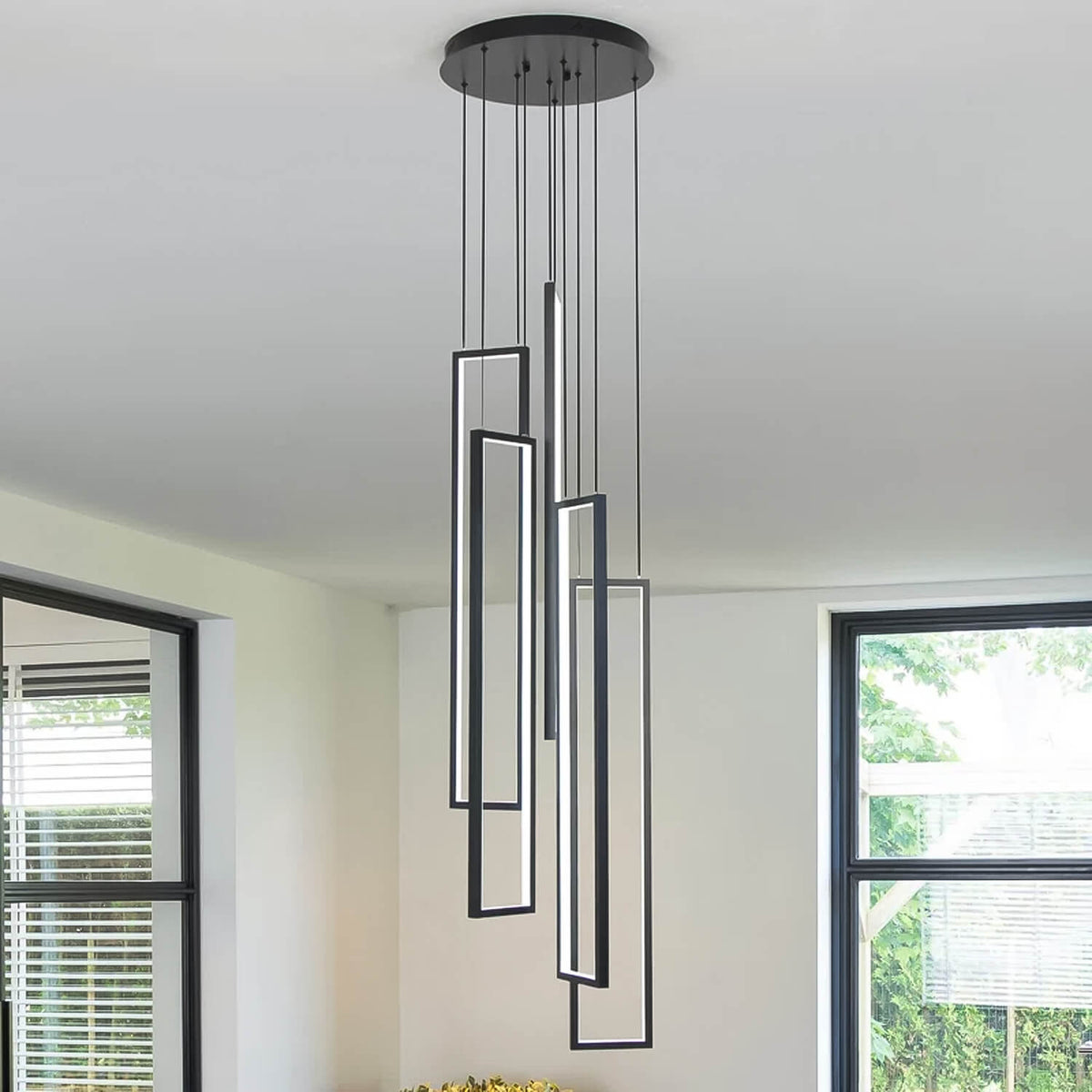 Kronleuchter 5 Flammig LED Smart Schwarz oder Gold für Esszimmer