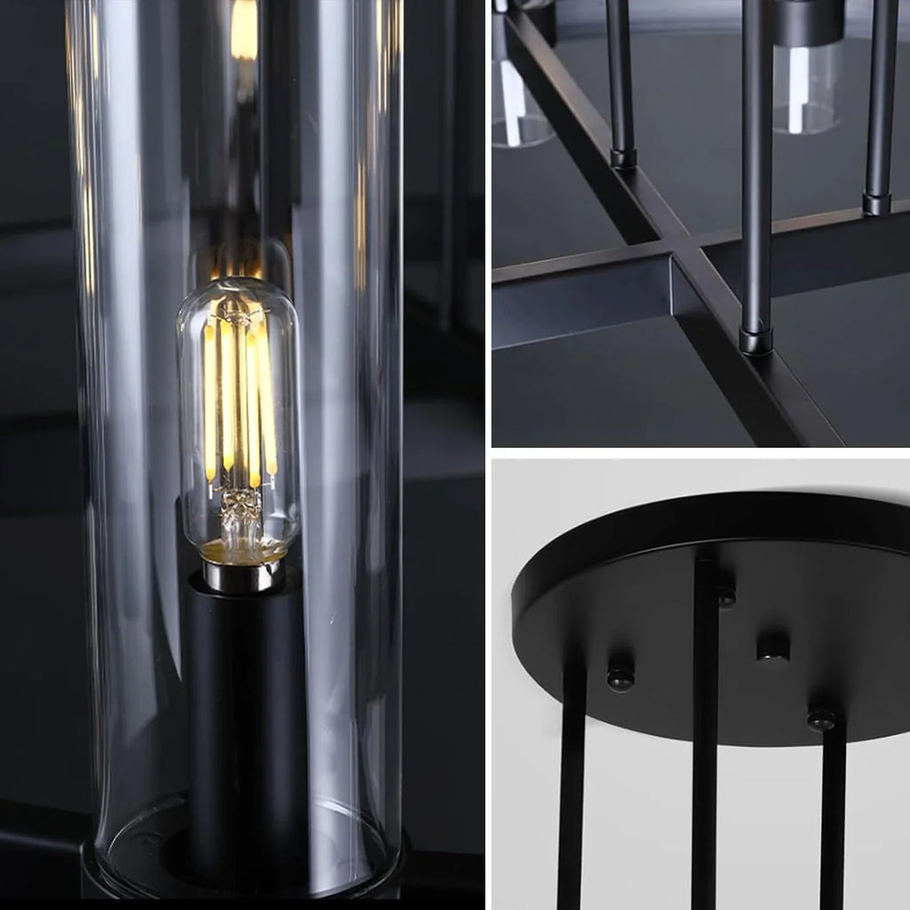 Kronleuchter Röhre Glas Transparent Gold für Esszimmer