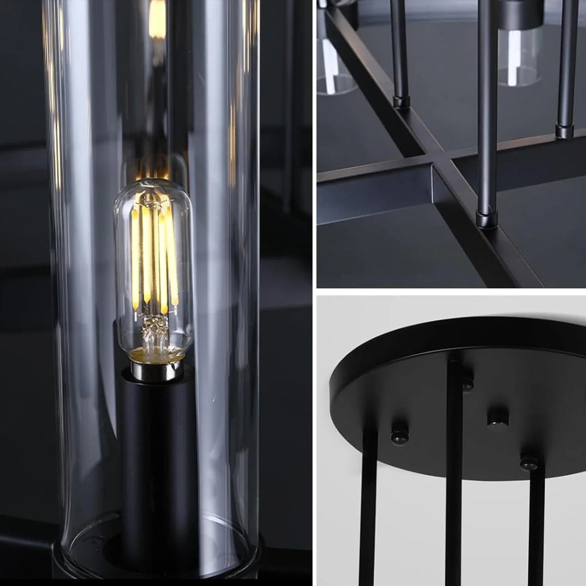 Kronleuchter Röhre Glas Transparent Gold für Esszimmer