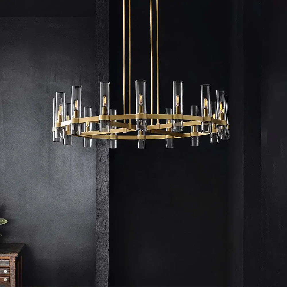 Kronleuchter Röhre Glas Transparent Gold für Esszimmer
