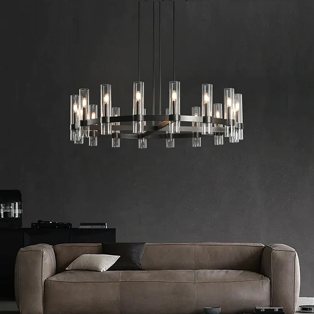 Kronleuchter Röhre Glas Transparent Gold für Esszimmer