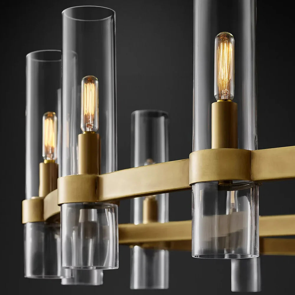 Kronleuchter Röhre Glas Transparent Gold für Esszimmer