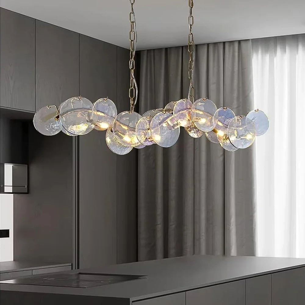 Kronleuchter Glas Gewellt Gold für Esszimmer