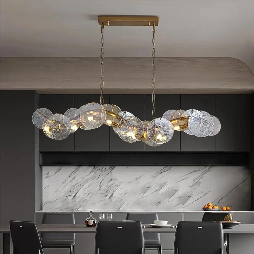 Kronleuchter Glas Gewellt Gold für Esszimmer