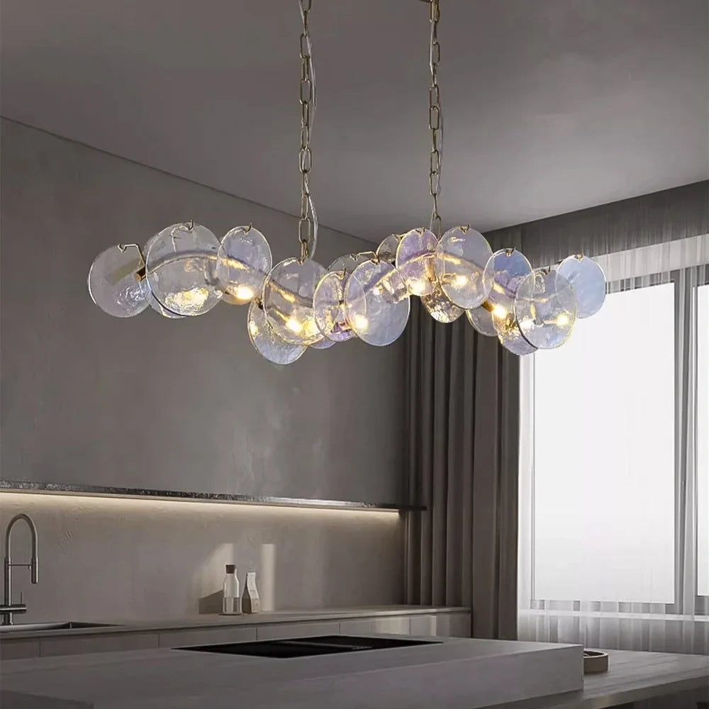 Kronleuchter Glas Gewellt Gold für Esszimmer