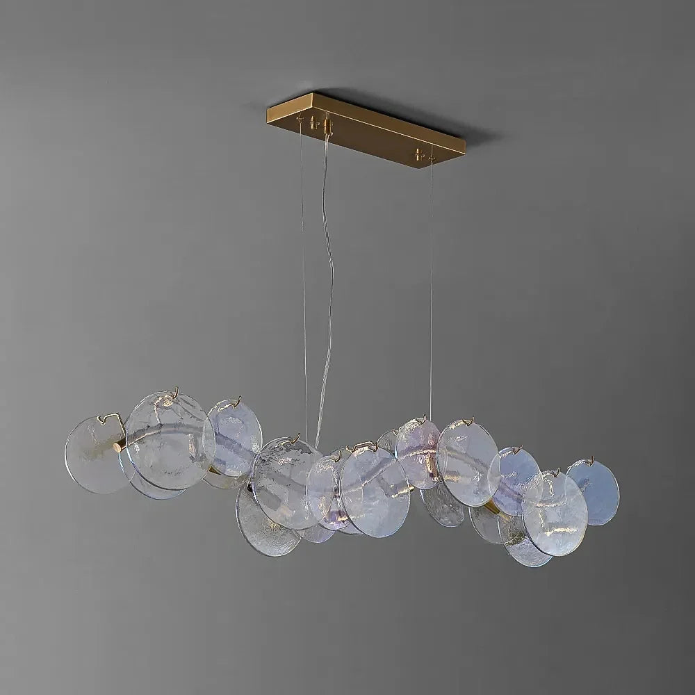 Kronleuchter Glas Gewellt Gold für Esszimmer