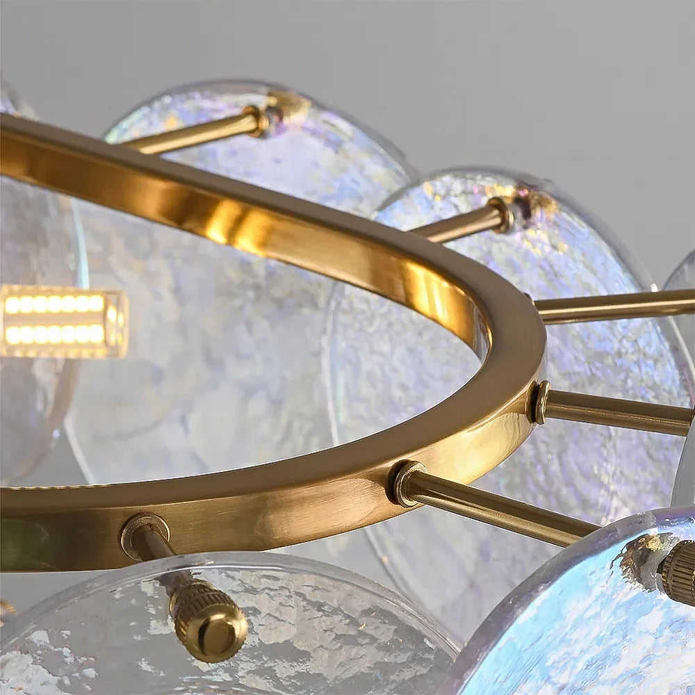 Kronleuchter Glas Gewellt Gold für Esszimmer