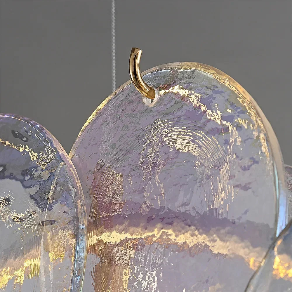 Kronleuchter Glas Gewellt Gold für Esszimmer
