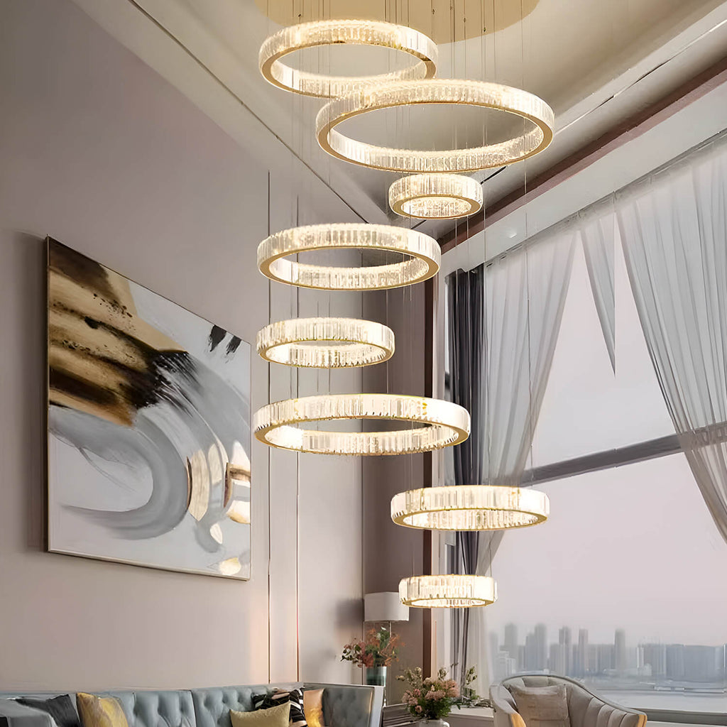 Kronleuchter Kristall Gold 8 Ebenen für Wohnzimmer