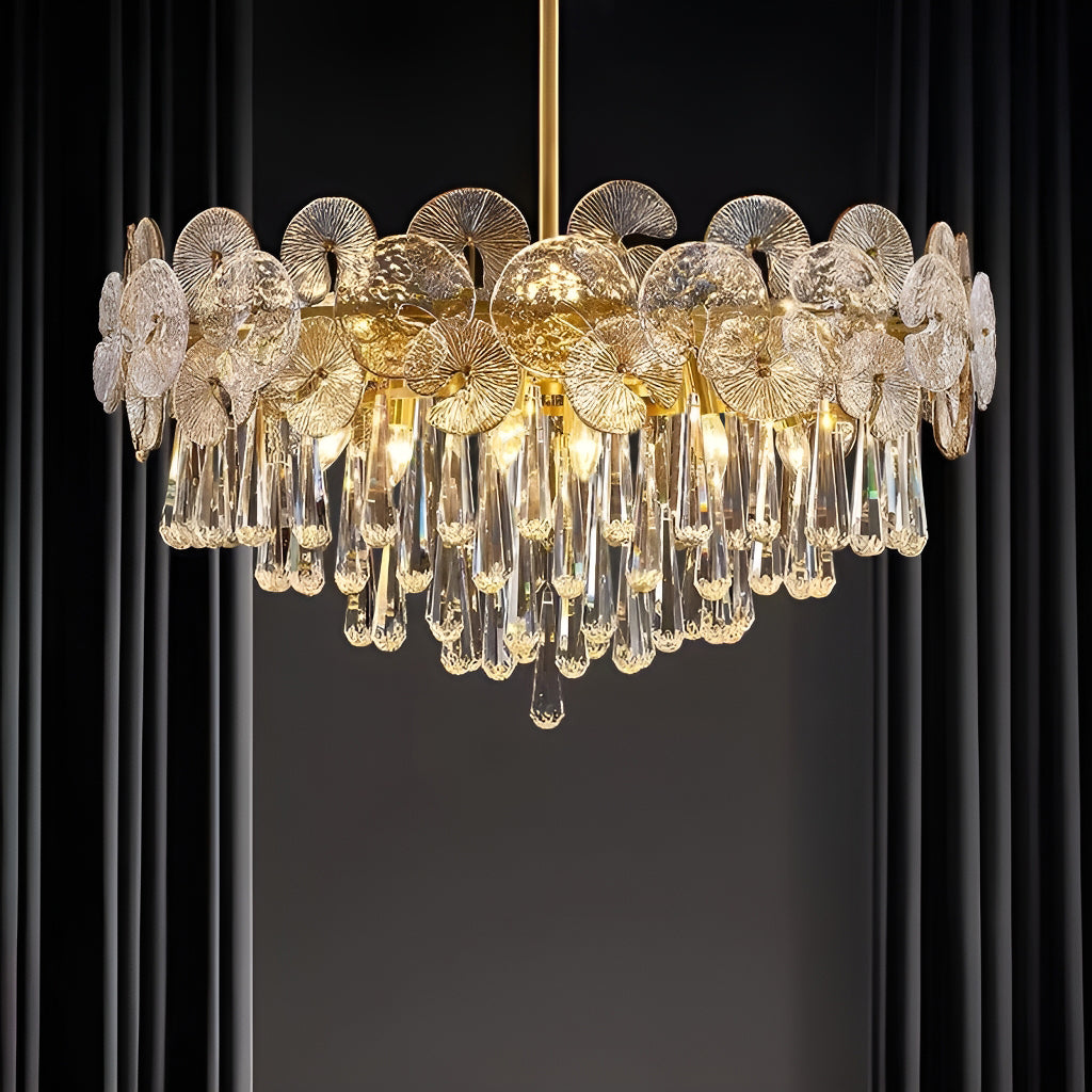 Kronleuchter Glas Gold Kugeln Wohnzimmer