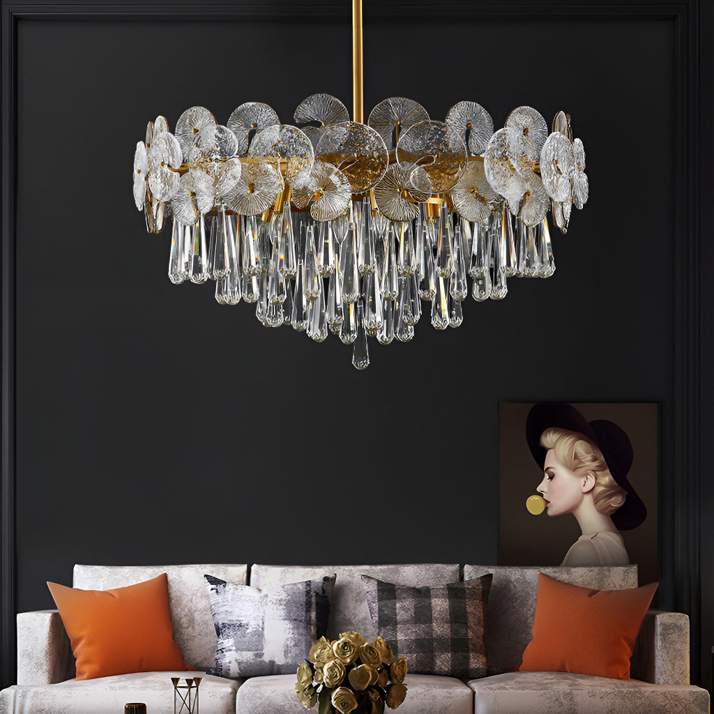Kronleuchter Glas Gold Kugeln Wohnzimmer