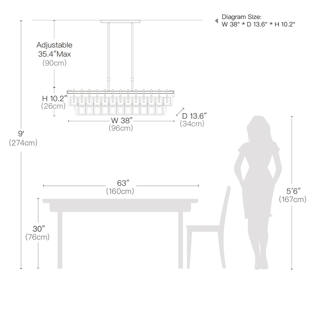 Kronleuchter Rechteckig Metall Esszimmer