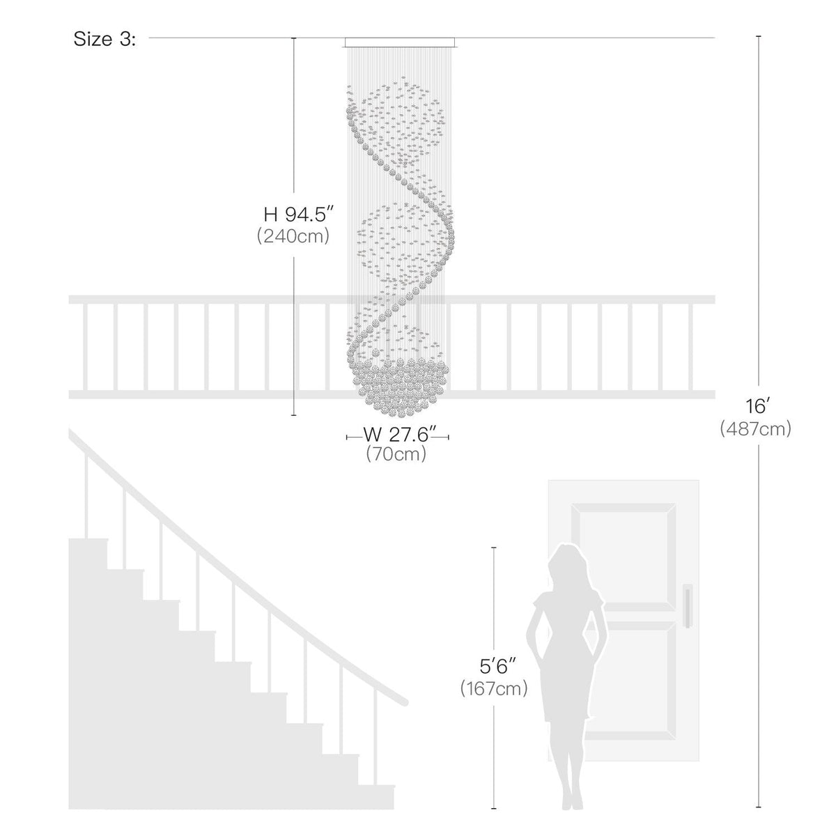 Kronleuchter Spirale Kristall Eingang