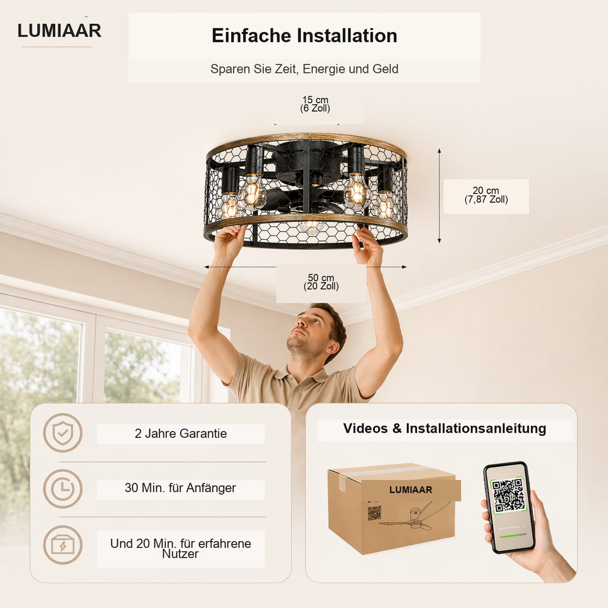 Marengo | Käfig-Ventilator LED Fernbedienung 51 cm