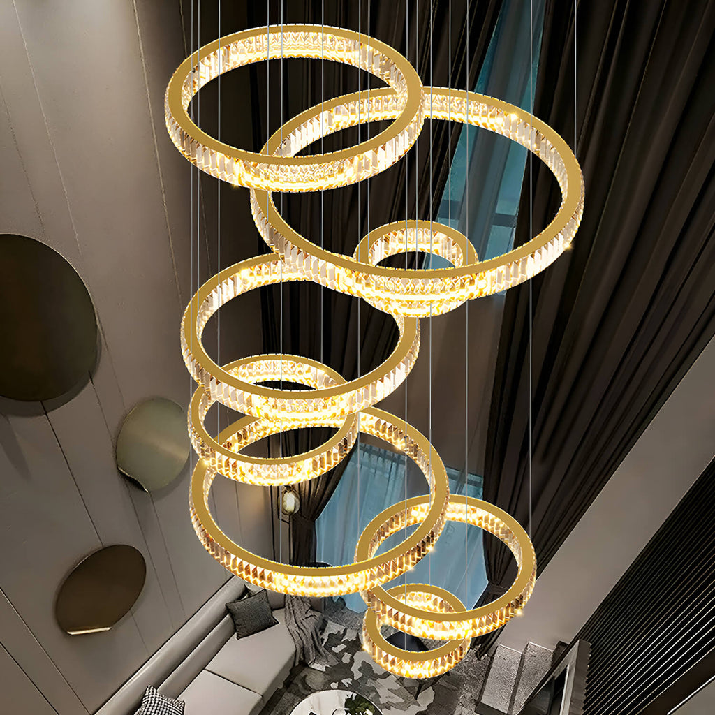 Kronleuchter Kristall Gold 8 Ebenen für Wohnzimmer