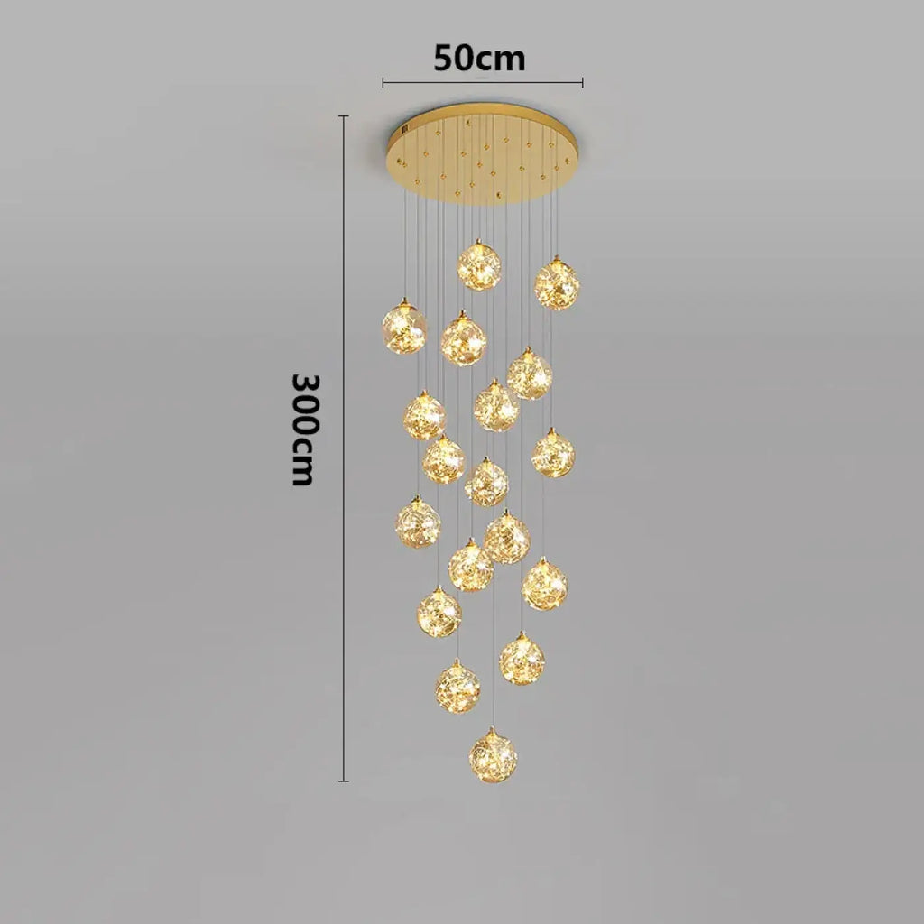 Pendelleuchte Wasserfall LED Gold für Treppenhaus
