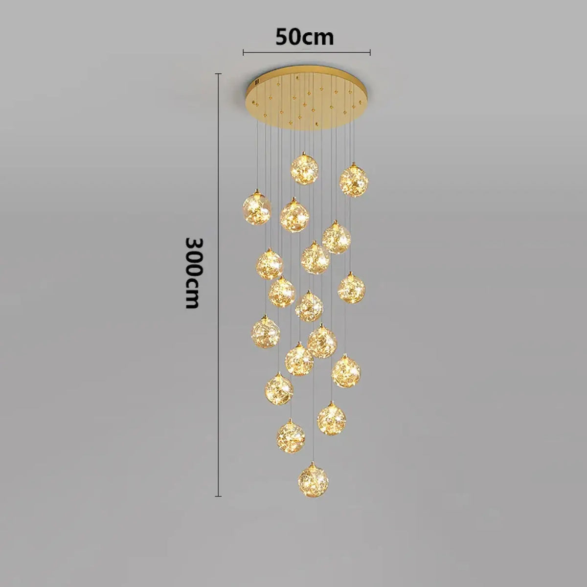 Pendelleuchte Wasserfall LED Gold für Treppenhaus