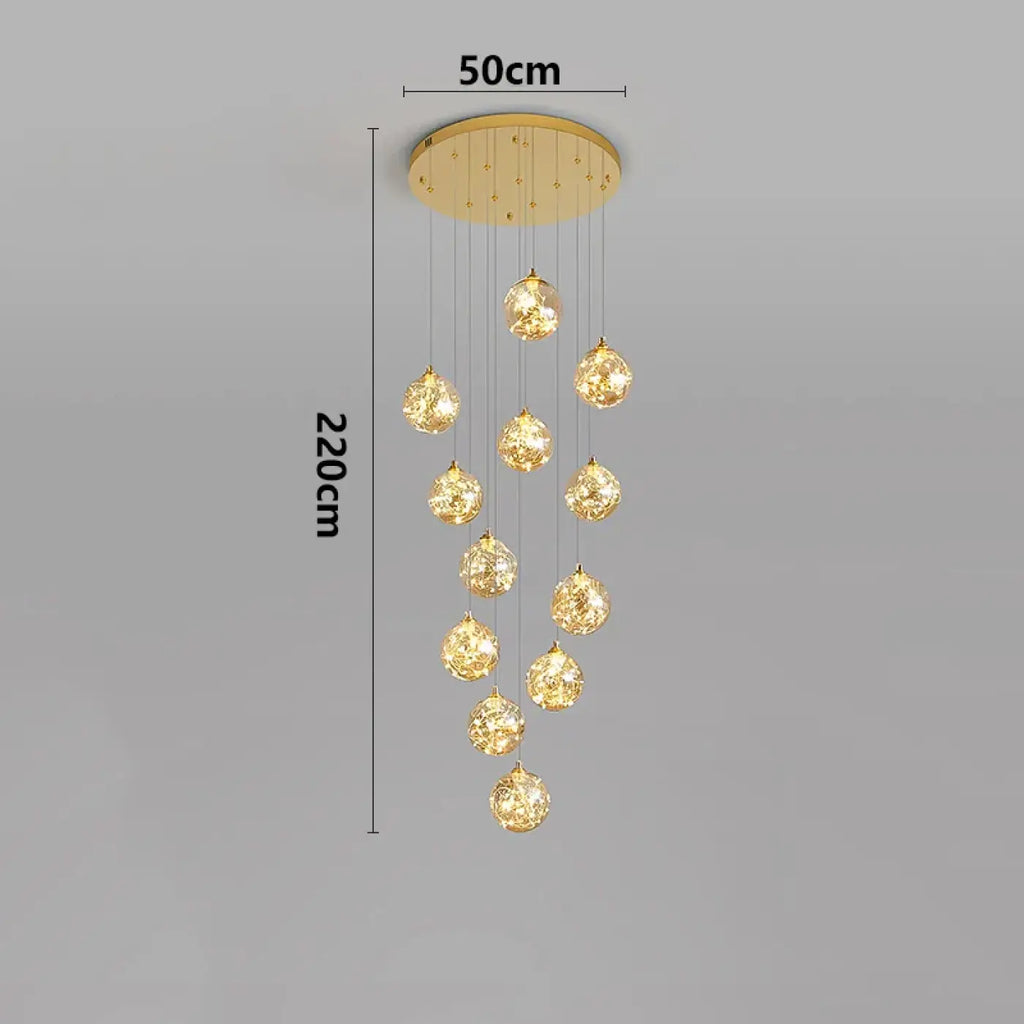 Pendelleuchte Wasserfall LED Gold für Treppenhaus