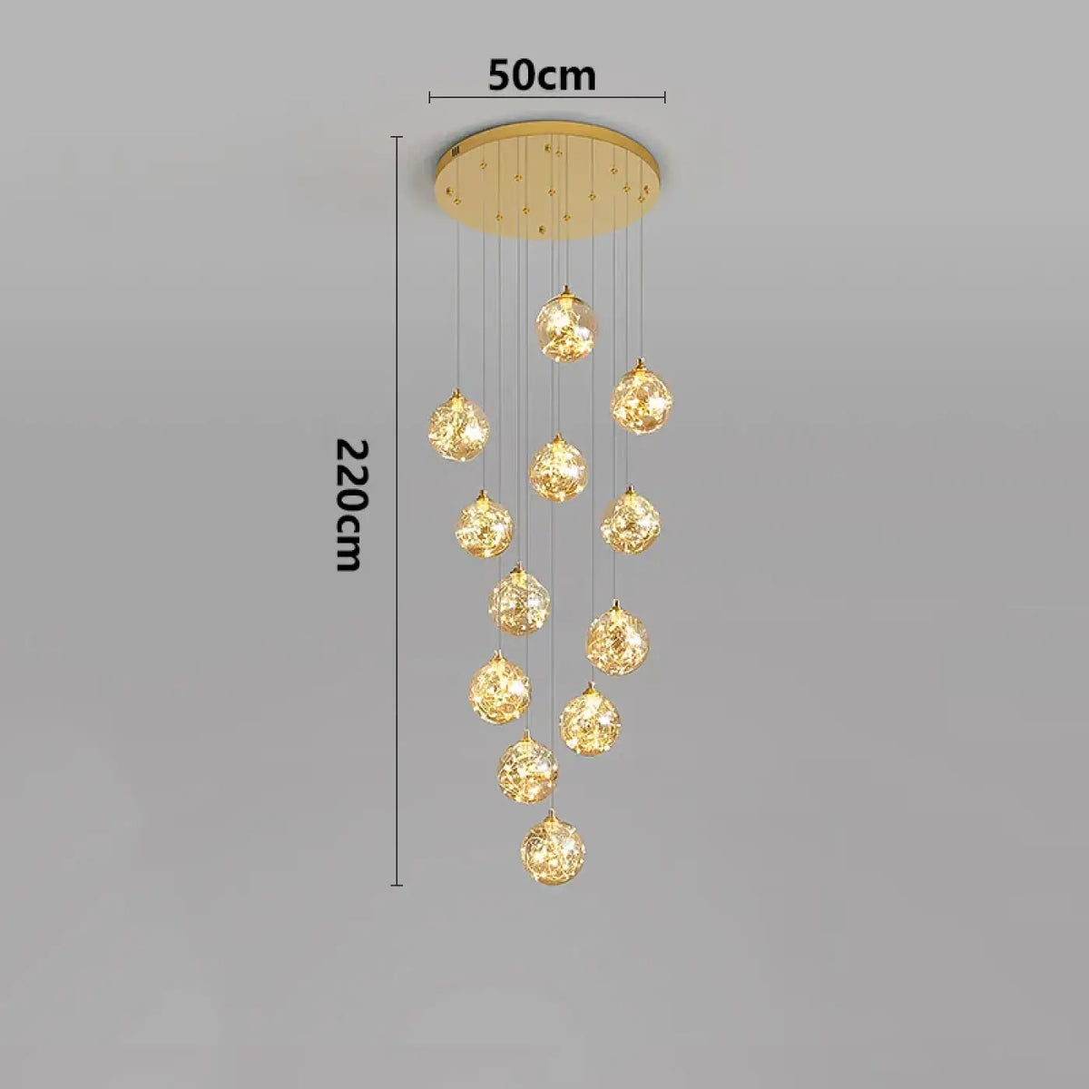 Pendelleuchte Wasserfall LED Gold für Treppenhaus