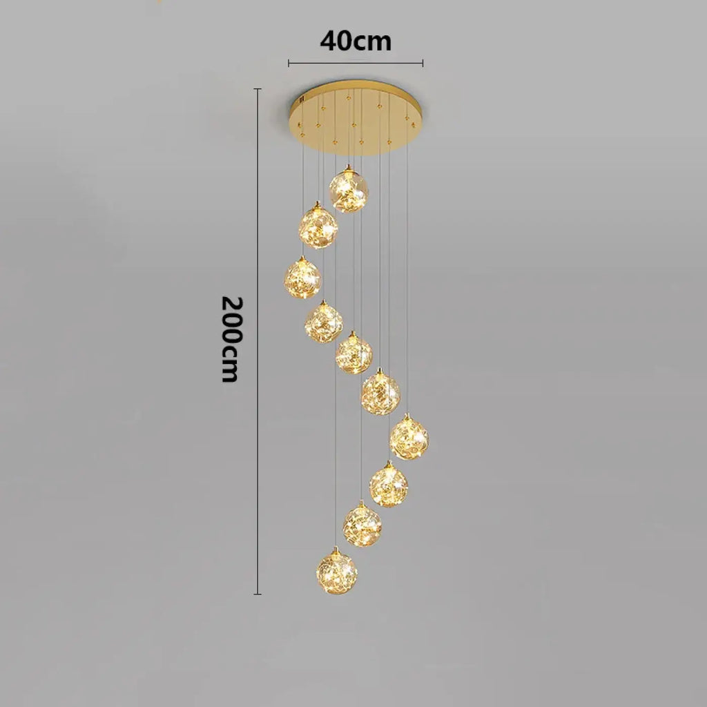 Pendelleuchte Wasserfall LED Gold für Treppenhaus