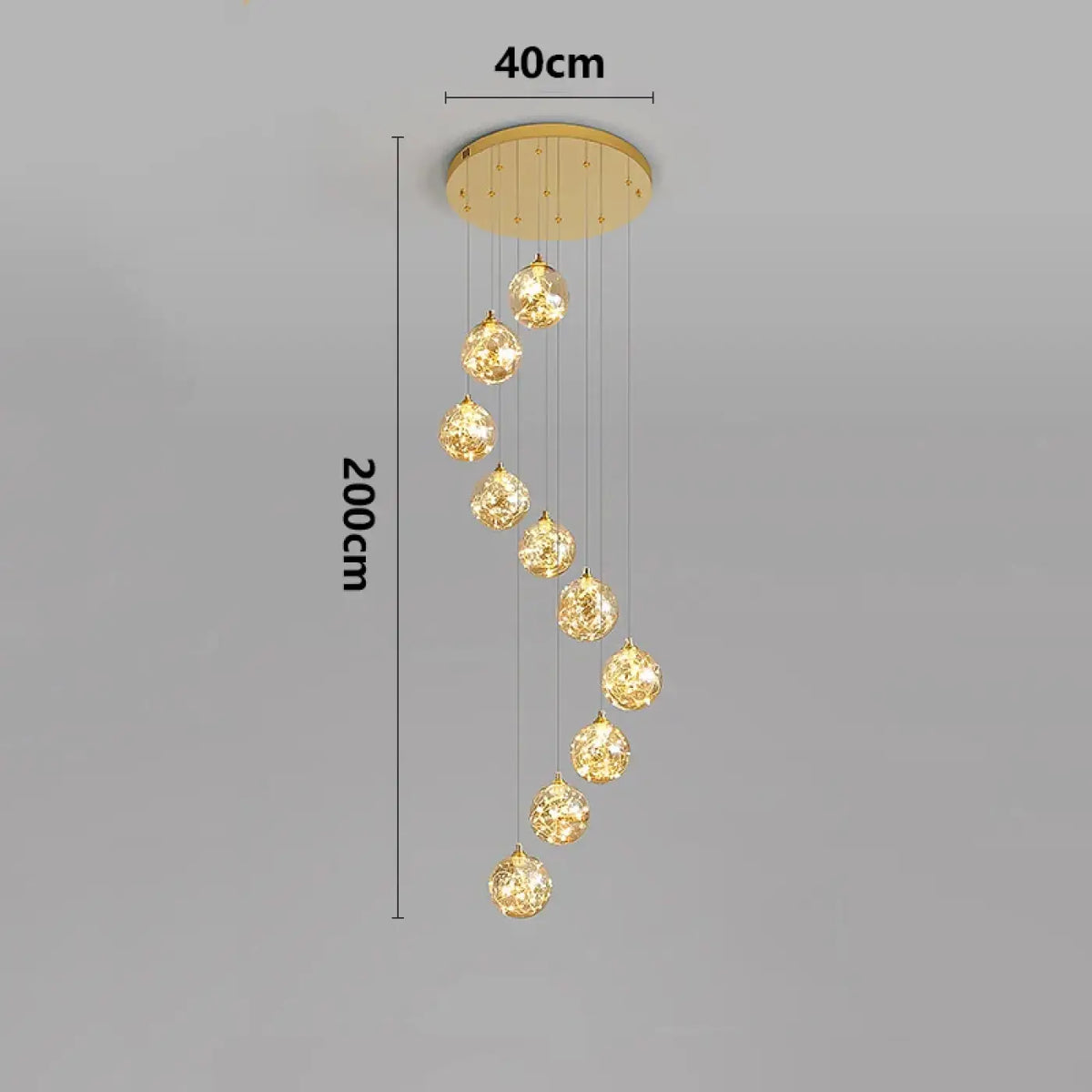 Pendelleuchte Wasserfall LED Gold für Treppenhaus