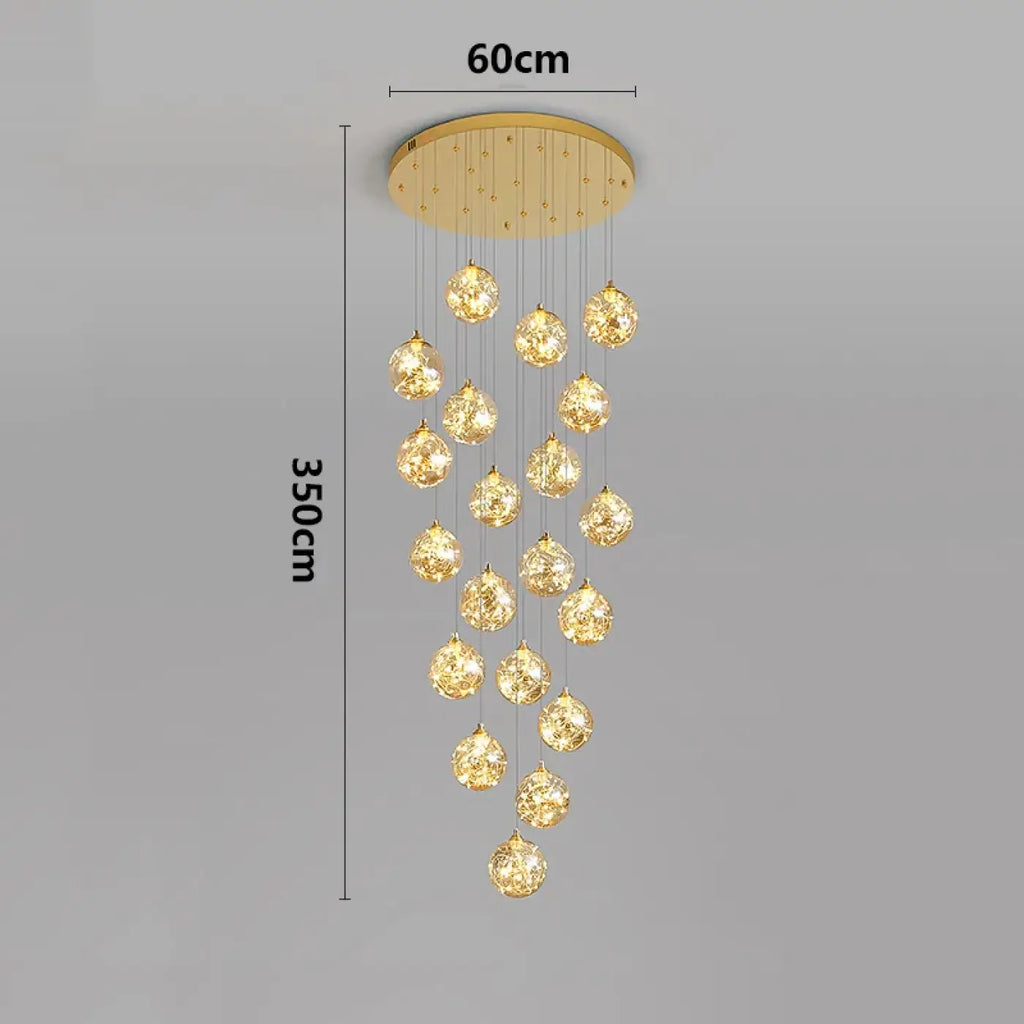 Pendelleuchte Wasserfall LED Gold für Treppenhaus