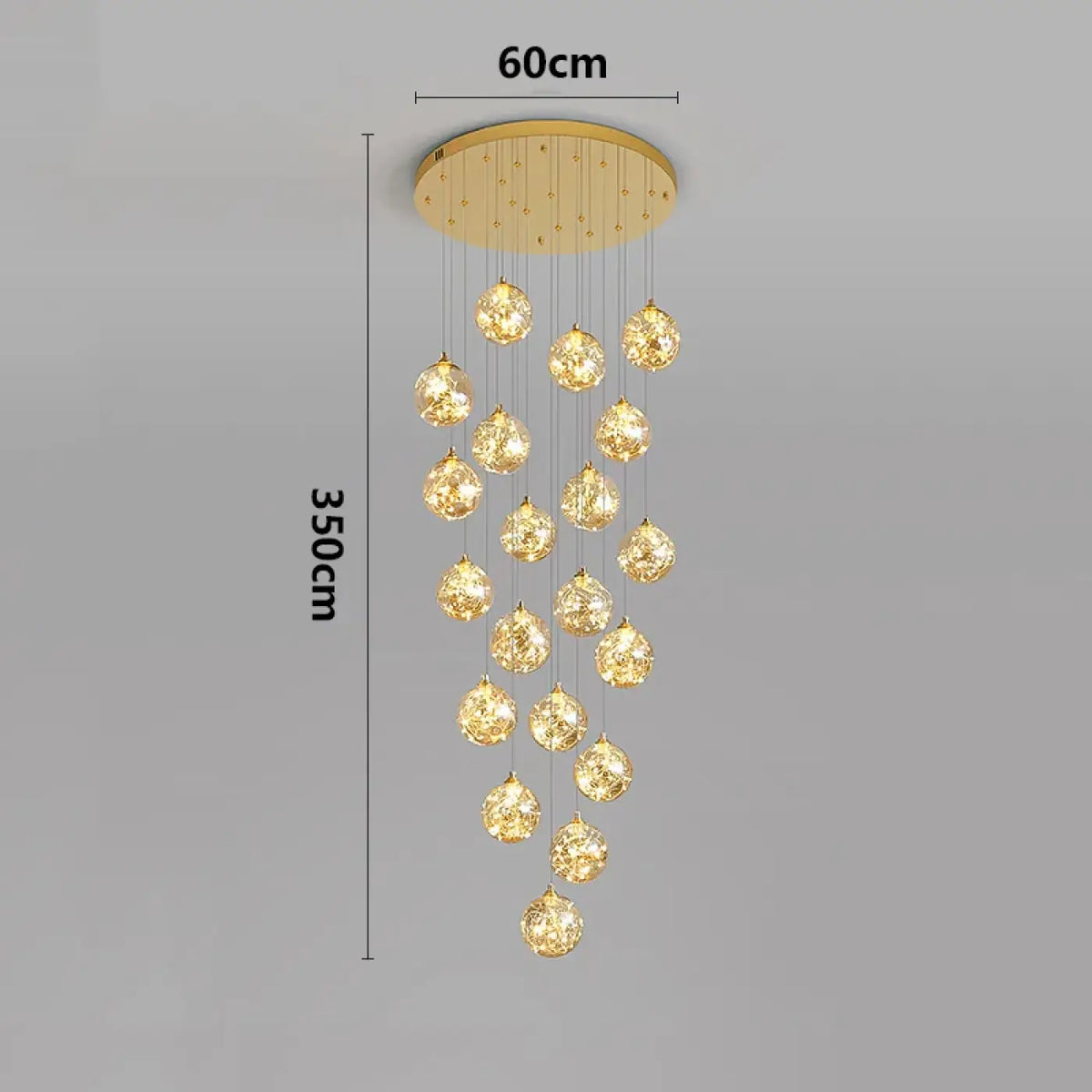 Pendelleuchte Wasserfall LED Gold für Treppenhaus