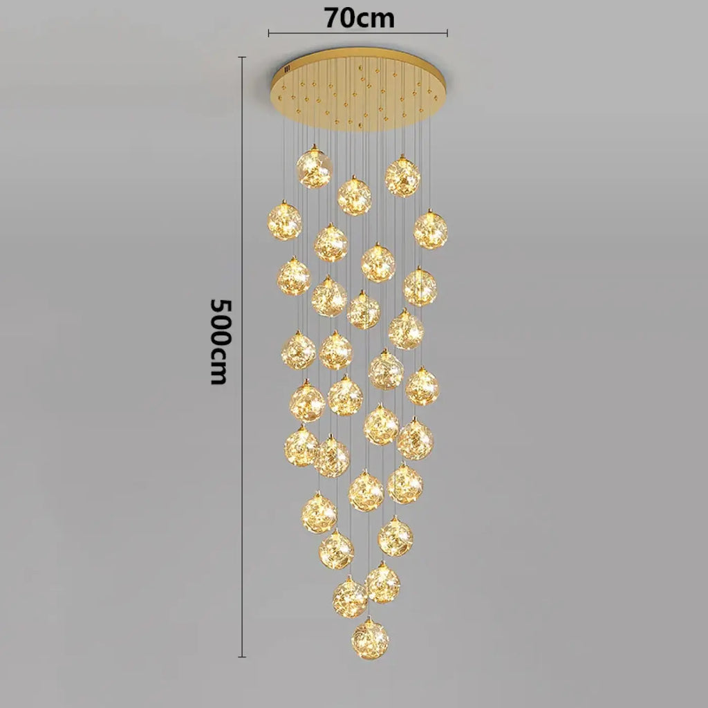 Pendelleuchte Wasserfall LED Gold für Treppenhaus