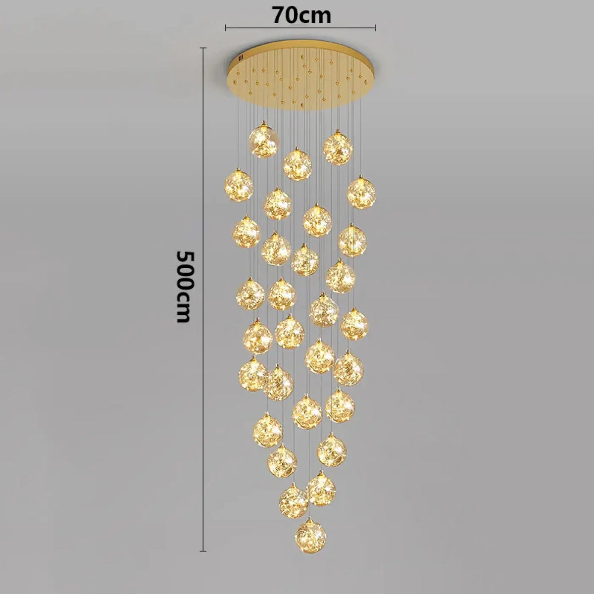 Pendelleuchte Wasserfall LED Gold für Treppenhaus