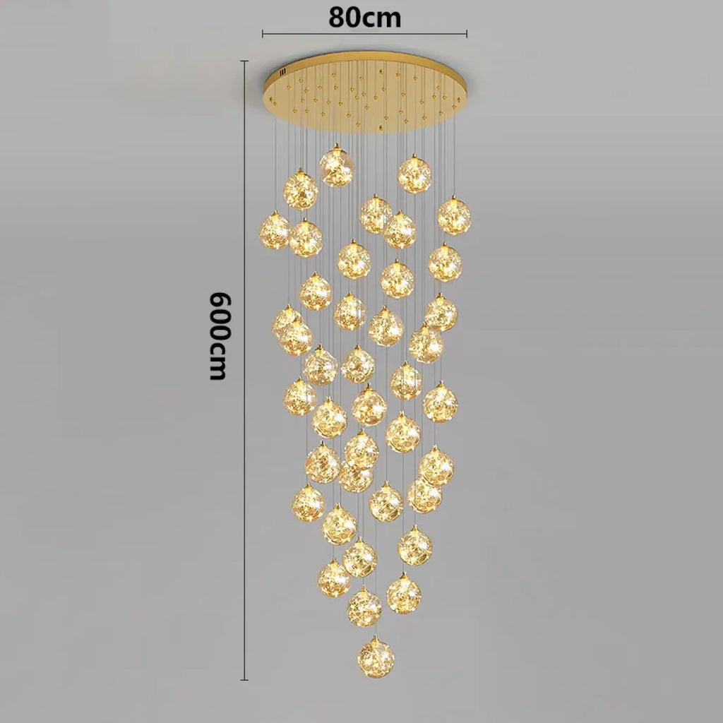 Pendelleuchte Wasserfall LED Gold für Treppenhaus