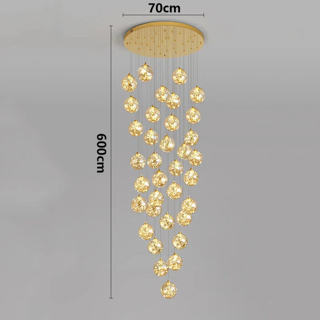 Pendelleuchte Wasserfall LED Gold für Treppenhaus