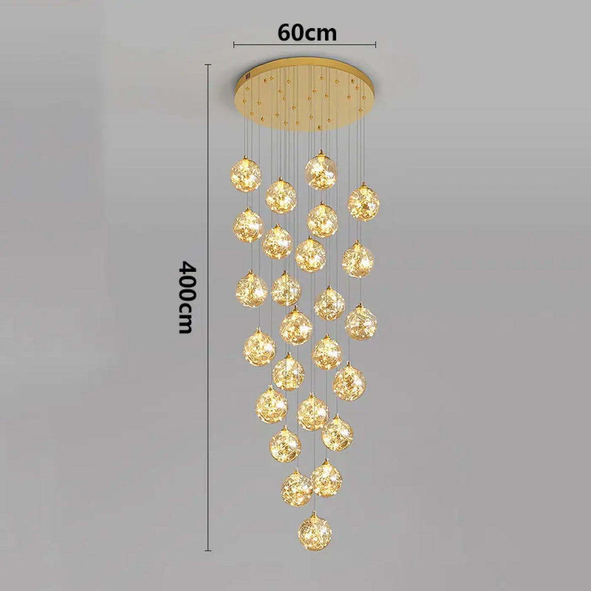 Pendelleuchte Wasserfall LED Gold für Treppenhaus