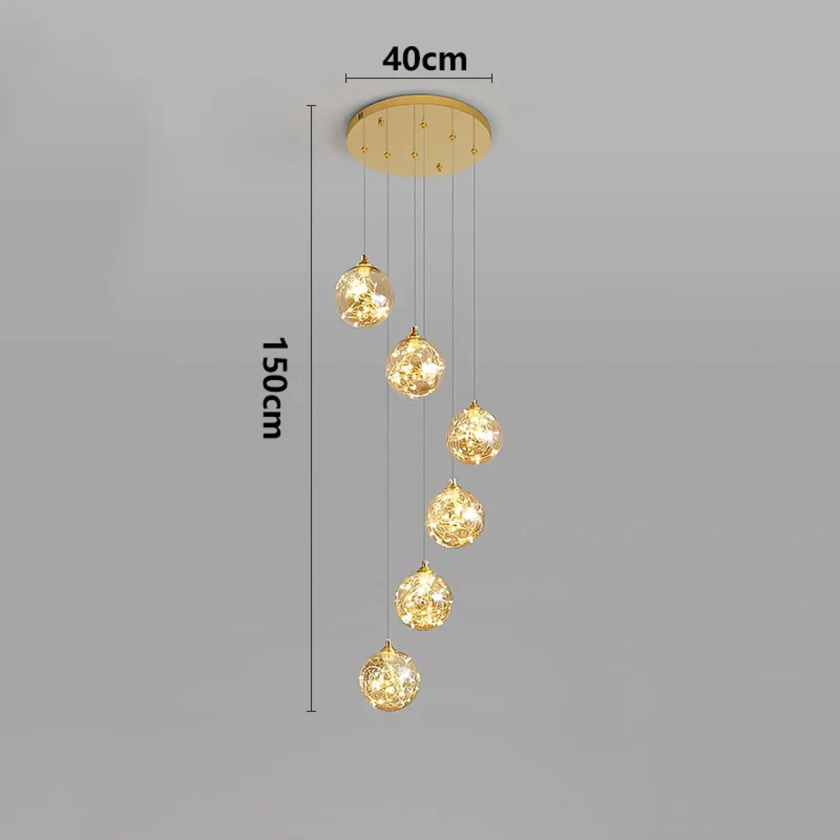 Pendelleuchte Wasserfall LED Gold für Treppenhaus