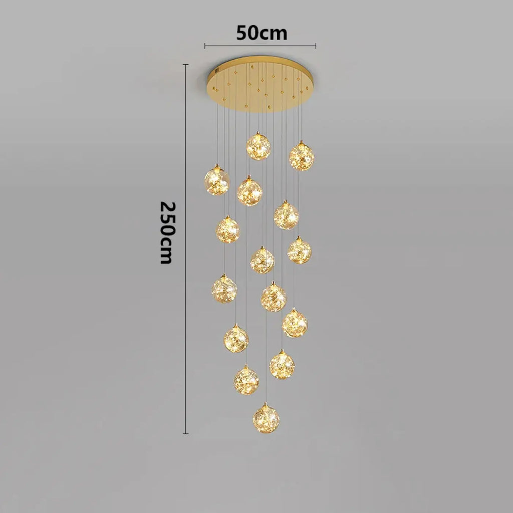 Pendelleuchte Wasserfall LED Gold für Treppenhaus