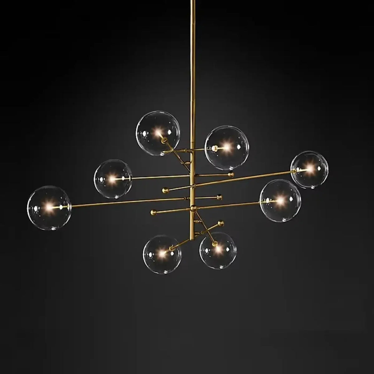 Pendelleuchte aus Messing Gold mit Kugeln aus Glas