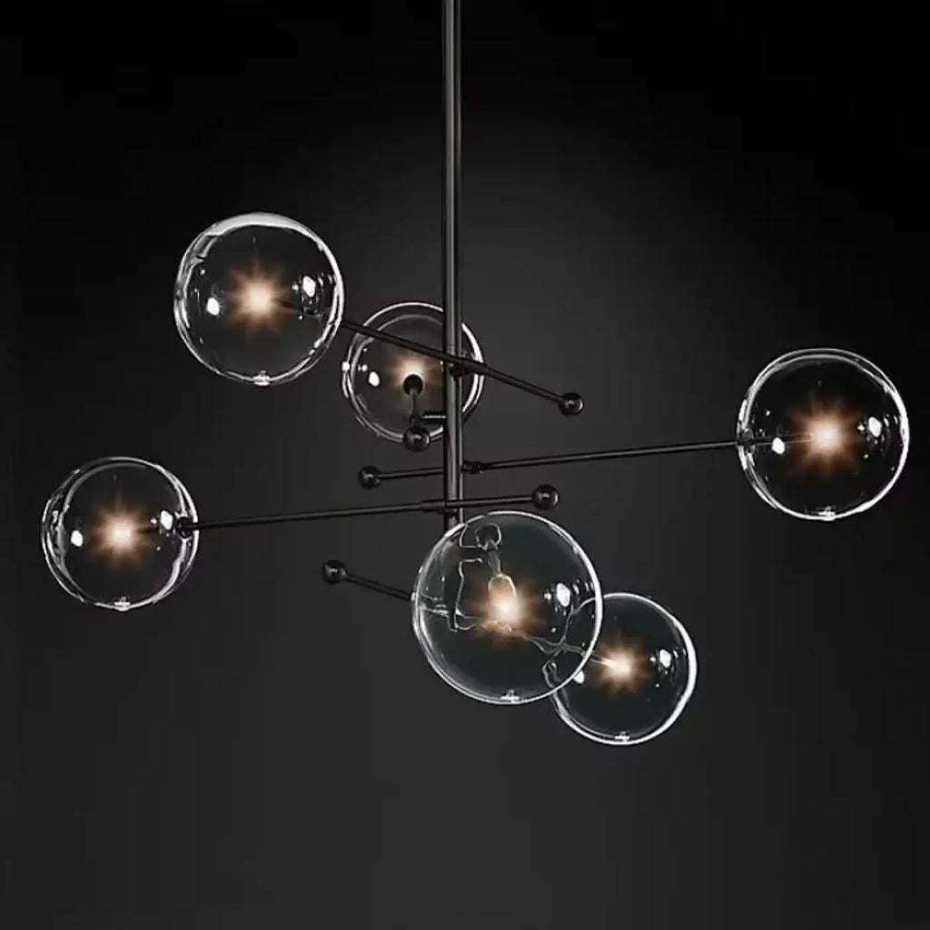Pendelleuchte aus Messing Gold mit Kugeln aus Glas