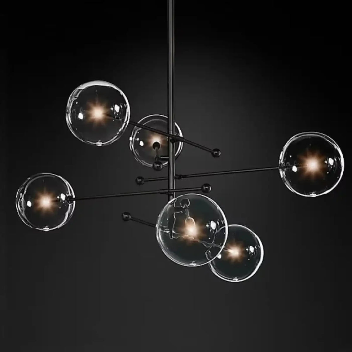 Pendelleuchte aus Messing Gold mit Kugeln aus Glas