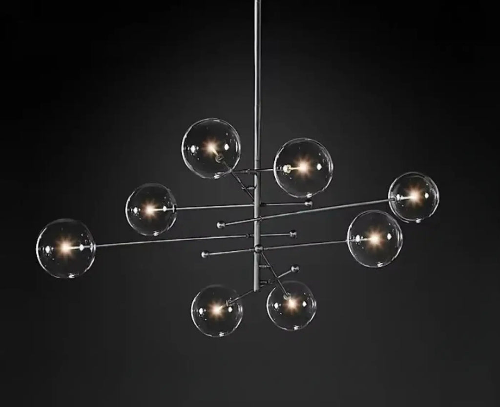 Pendelleuchte aus Messing Gold mit Kugeln aus Glas