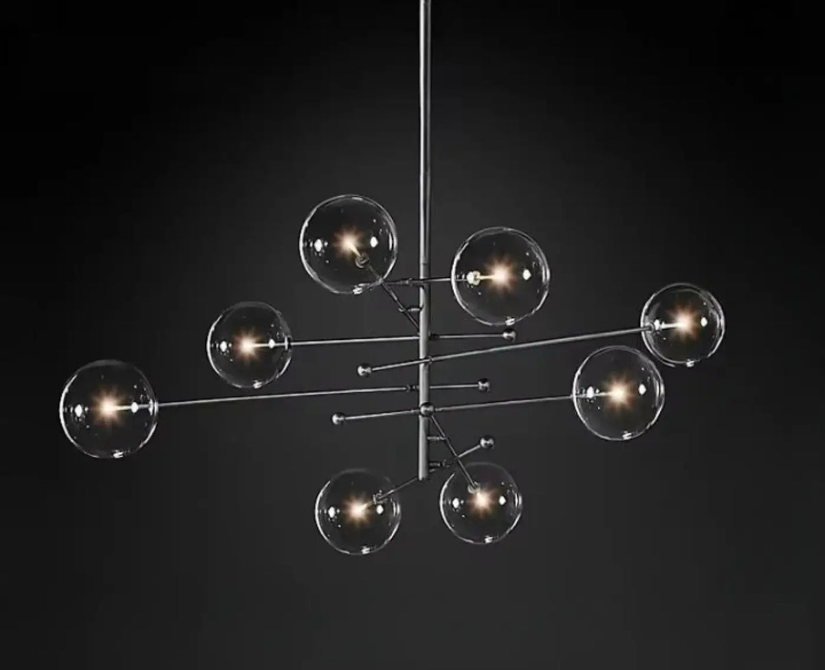 Pendelleuchte aus Messing Gold mit Kugeln aus Glas