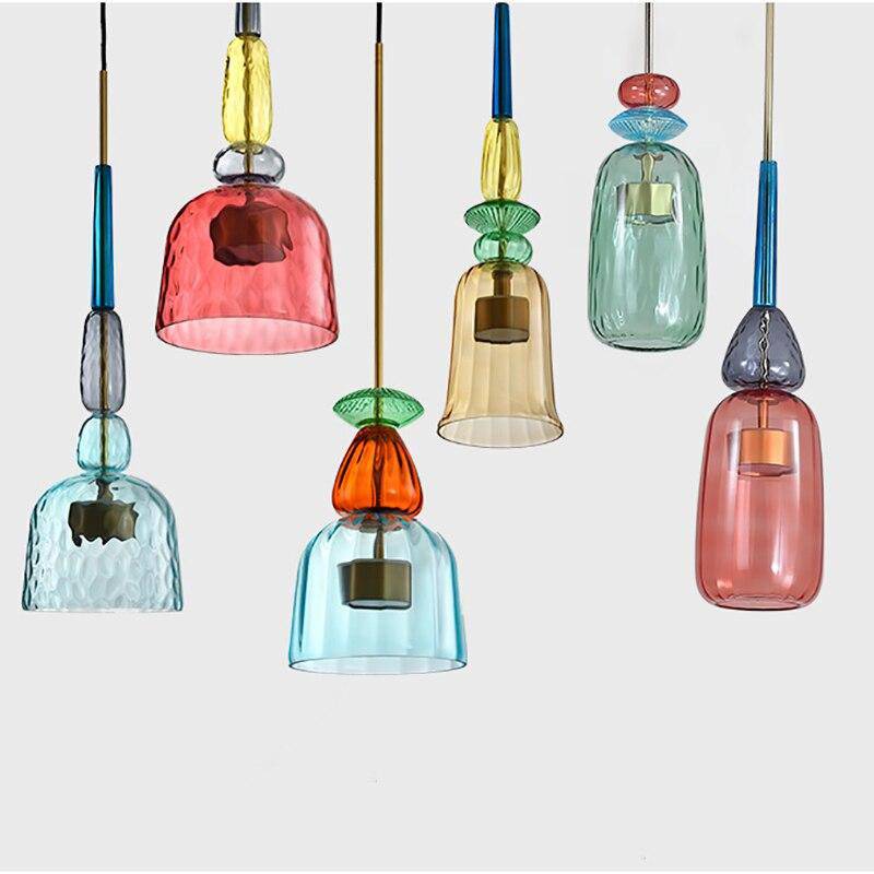 Pendelleuchte LED aus farbigem Glas Design modern