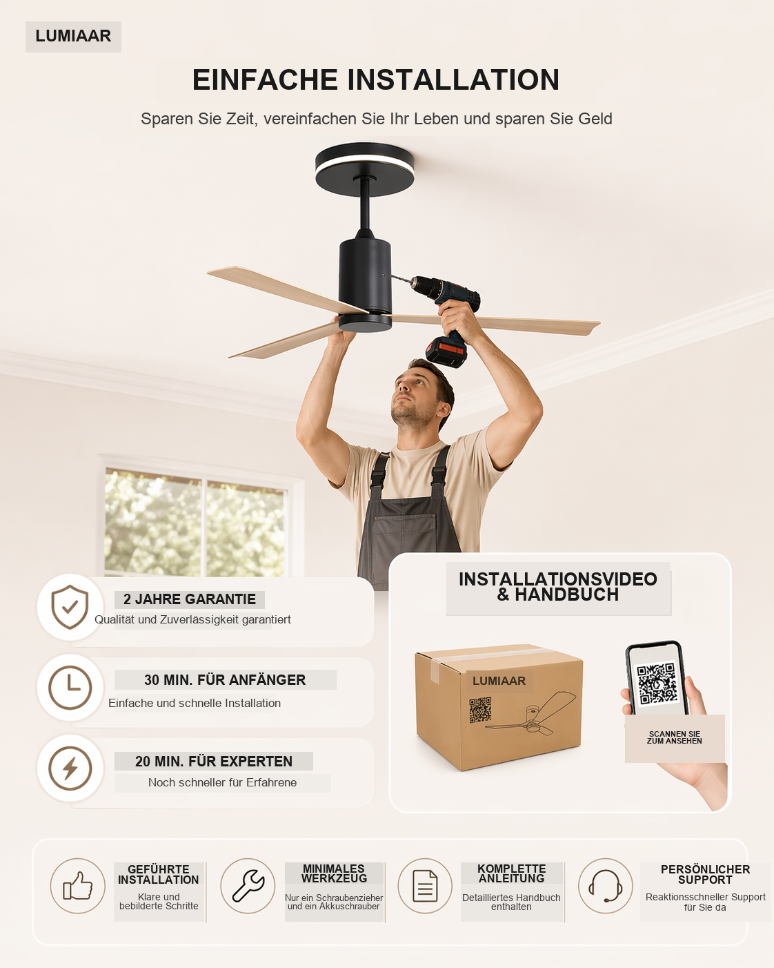 Nexus | Moderner Ventilator LED Fernbedienung 132 cm