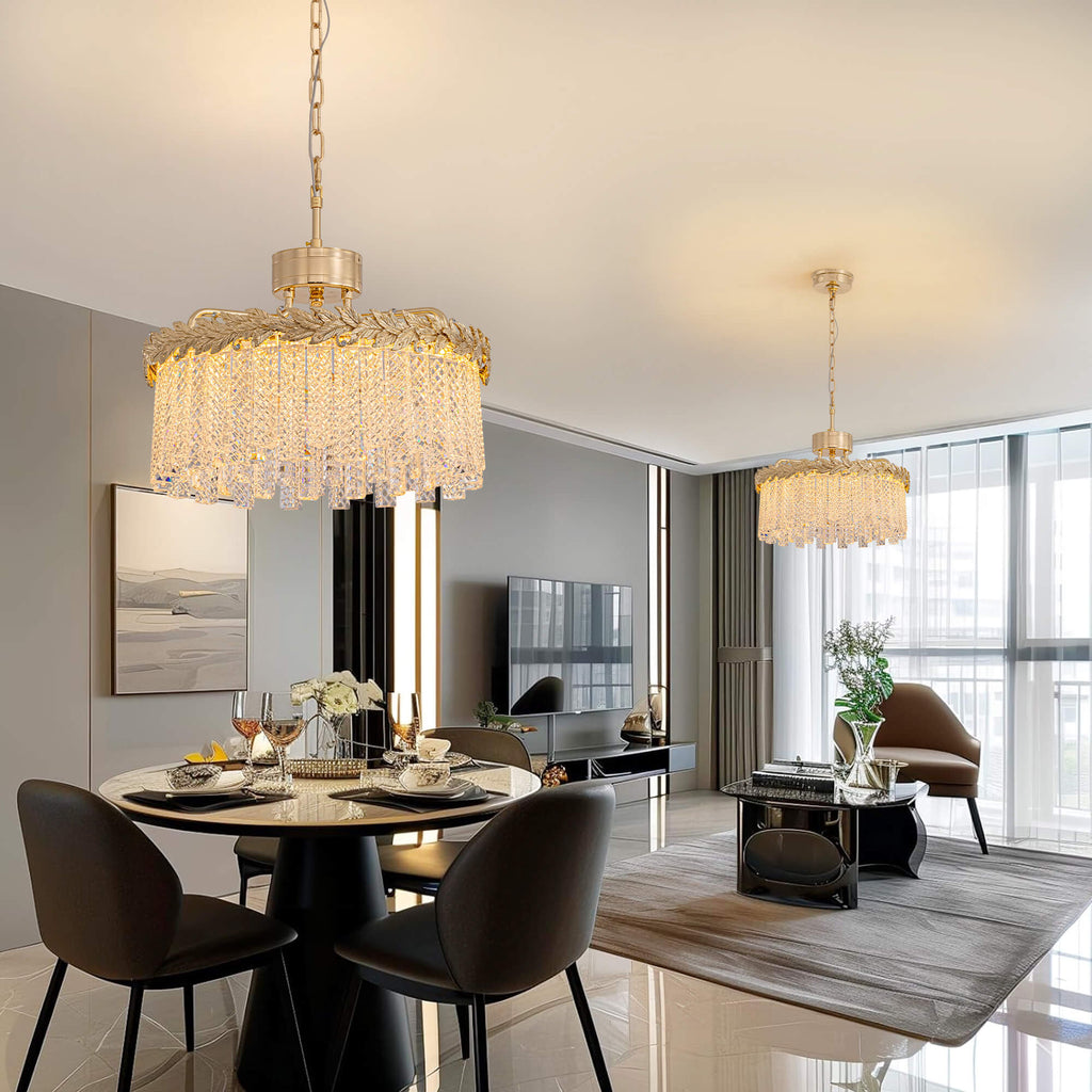 Kronleuchter Rund Kristall Gold Esszimmer