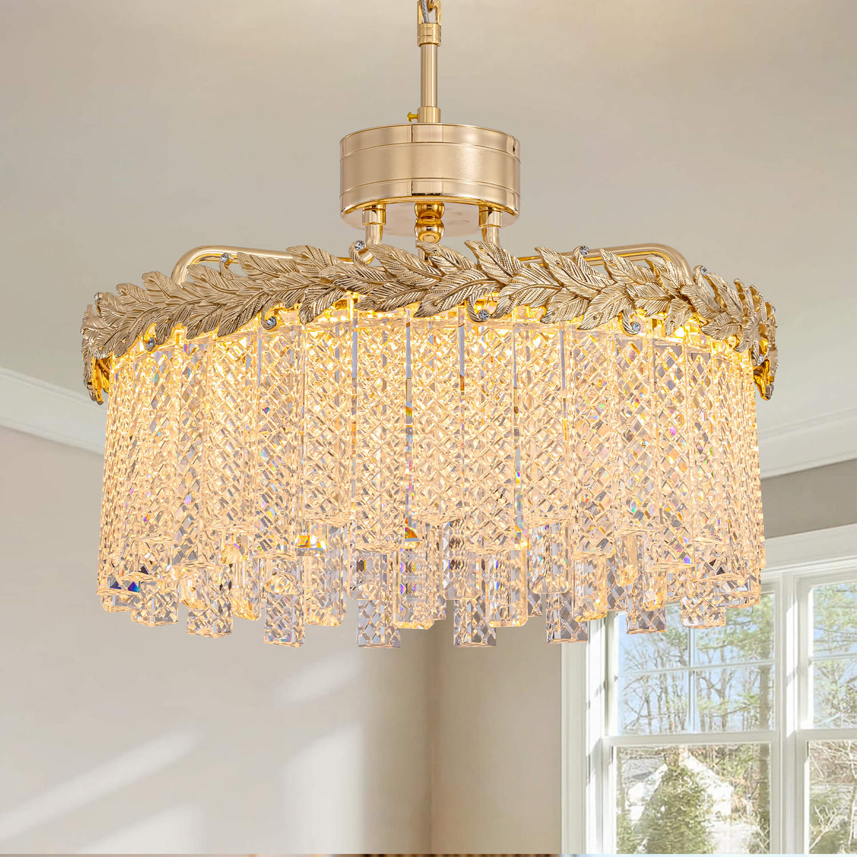 Kronleuchter Rund Kristall Gold Esszimmer