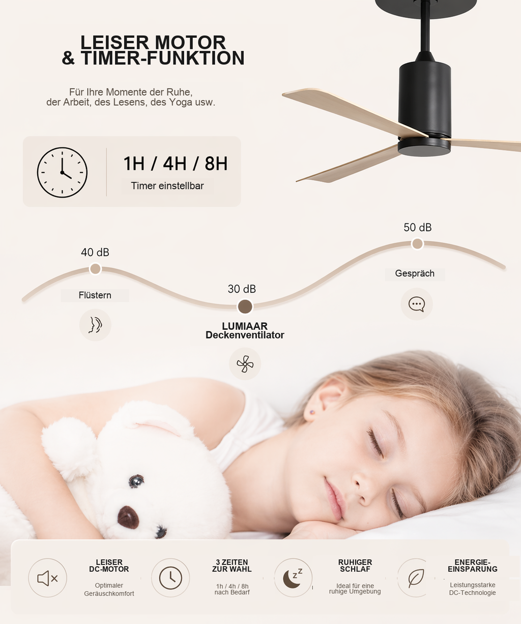 Nexus | Moderner Ventilator LED Fernbedienung 132 cm