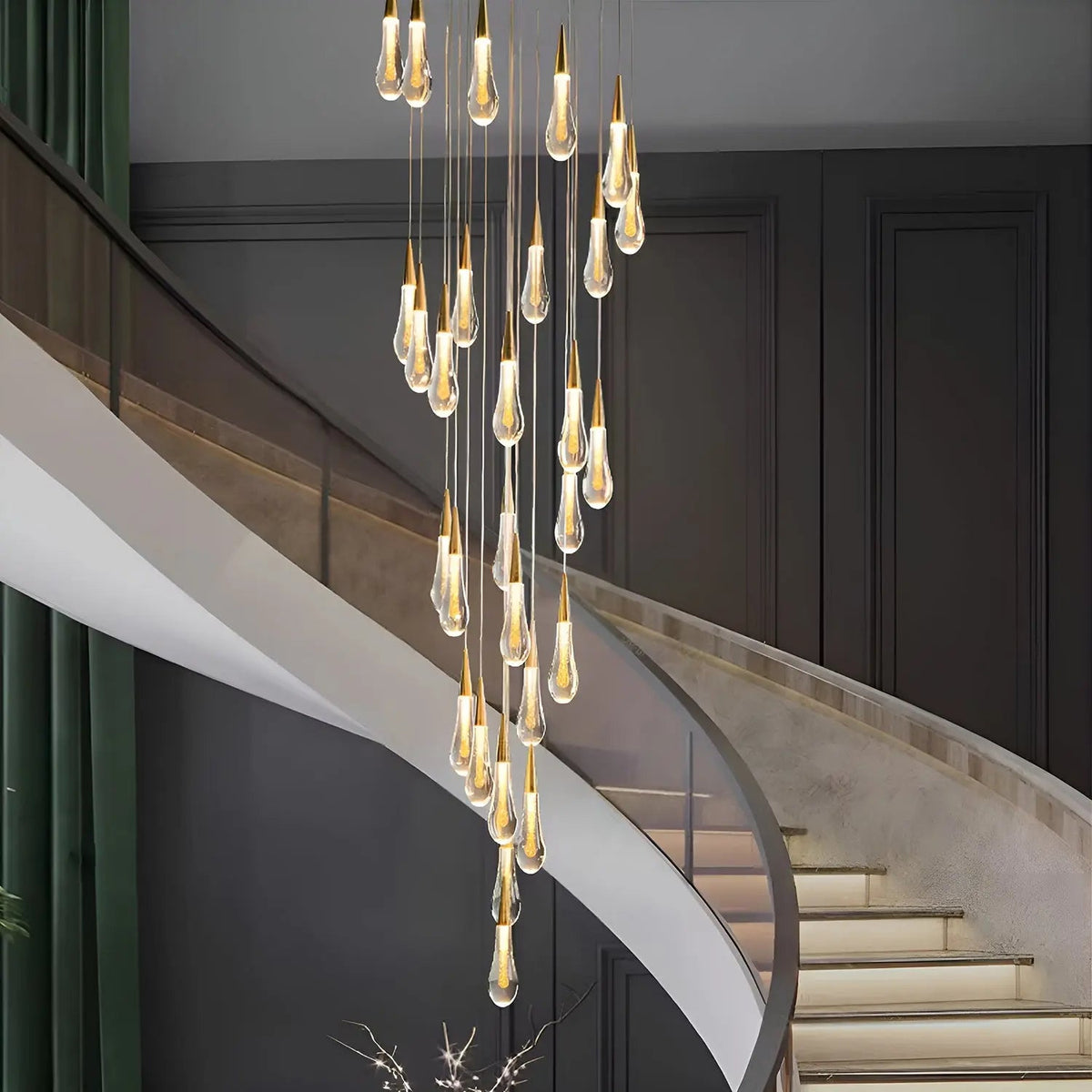 Kronleuchter Spirale LED Gold für Wohnzimmer und Esszimmer
