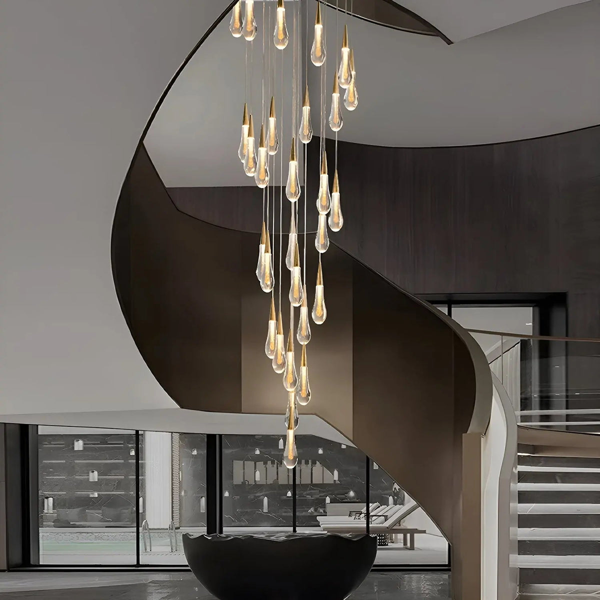 Kronleuchter Spirale LED Gold für Wohnzimmer und Esszimmer